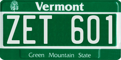 VT license plate ZET601