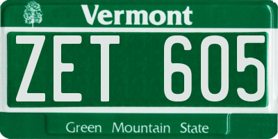 VT license plate ZET605
