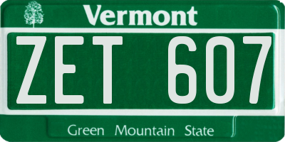 VT license plate ZET607