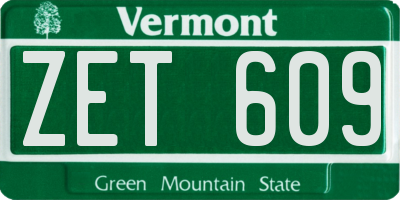 VT license plate ZET609