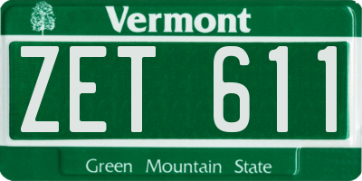 VT license plate ZET611