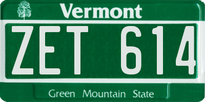 VT license plate ZET614