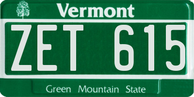 VT license plate ZET615
