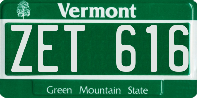 VT license plate ZET616