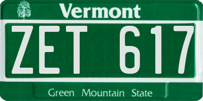 VT license plate ZET617