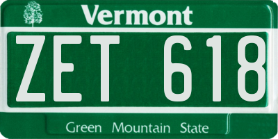 VT license plate ZET618