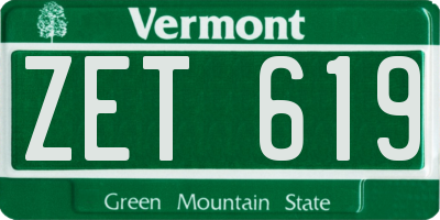 VT license plate ZET619
