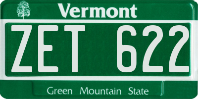 VT license plate ZET622