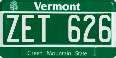 VT license plate ZET626