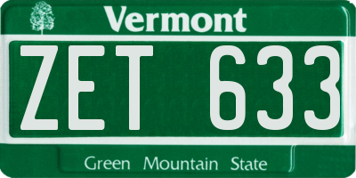 VT license plate ZET633
