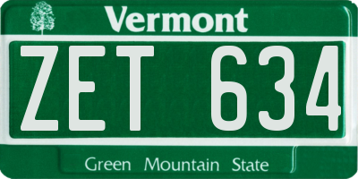 VT license plate ZET634
