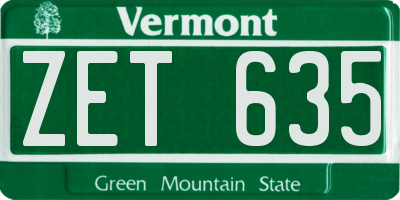 VT license plate ZET635