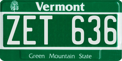 VT license plate ZET636
