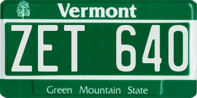 VT license plate ZET640