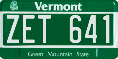 VT license plate ZET641