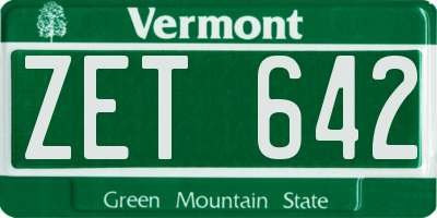VT license plate ZET642