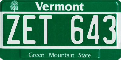 VT license plate ZET643