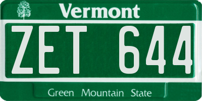 VT license plate ZET644
