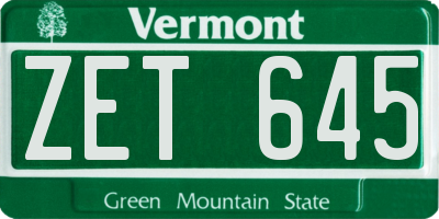 VT license plate ZET645