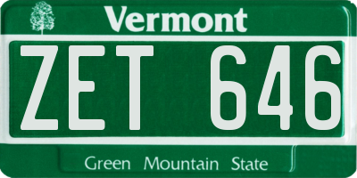 VT license plate ZET646