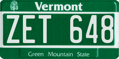 VT license plate ZET648