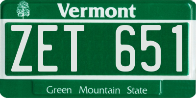 VT license plate ZET651