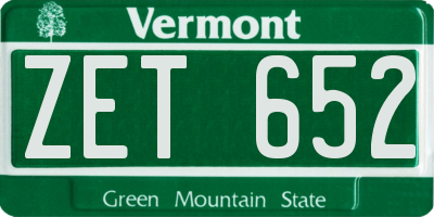 VT license plate ZET652