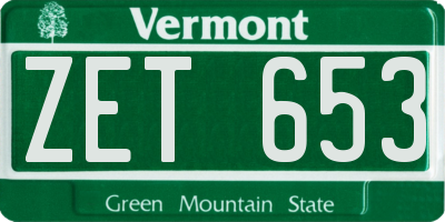 VT license plate ZET653