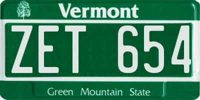 VT license plate ZET654