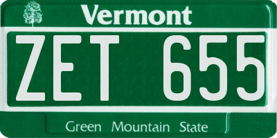 VT license plate ZET655