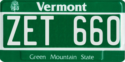 VT license plate ZET660