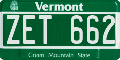 VT license plate ZET662