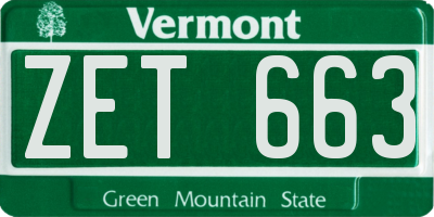 VT license plate ZET663