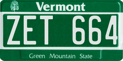 VT license plate ZET664