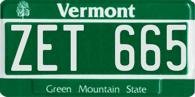 VT license plate ZET665