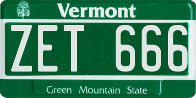 VT license plate ZET666
