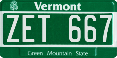 VT license plate ZET667