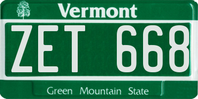 VT license plate ZET668