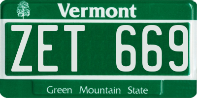 VT license plate ZET669