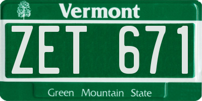 VT license plate ZET671