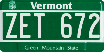 VT license plate ZET672