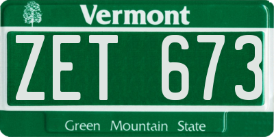 VT license plate ZET673