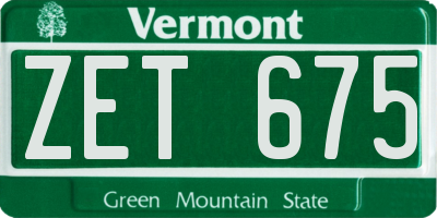 VT license plate ZET675