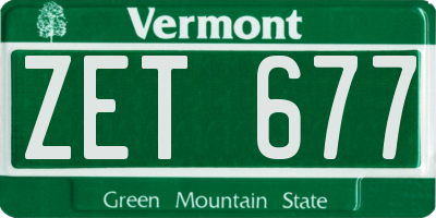 VT license plate ZET677