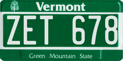 VT license plate ZET678