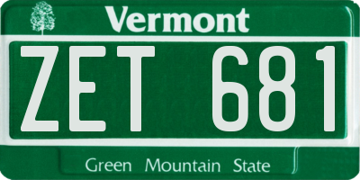 VT license plate ZET681