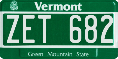 VT license plate ZET682