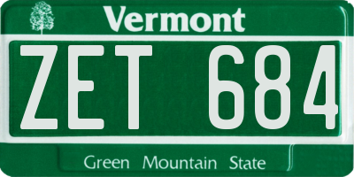 VT license plate ZET684