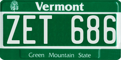 VT license plate ZET686
