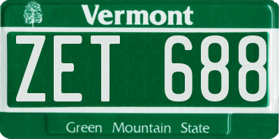 VT license plate ZET688